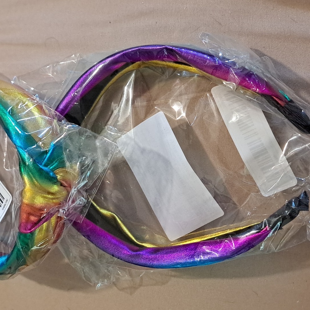 Colorful Satin Knot Headband Bright Rainbow Colors - Picture 5 of 6
